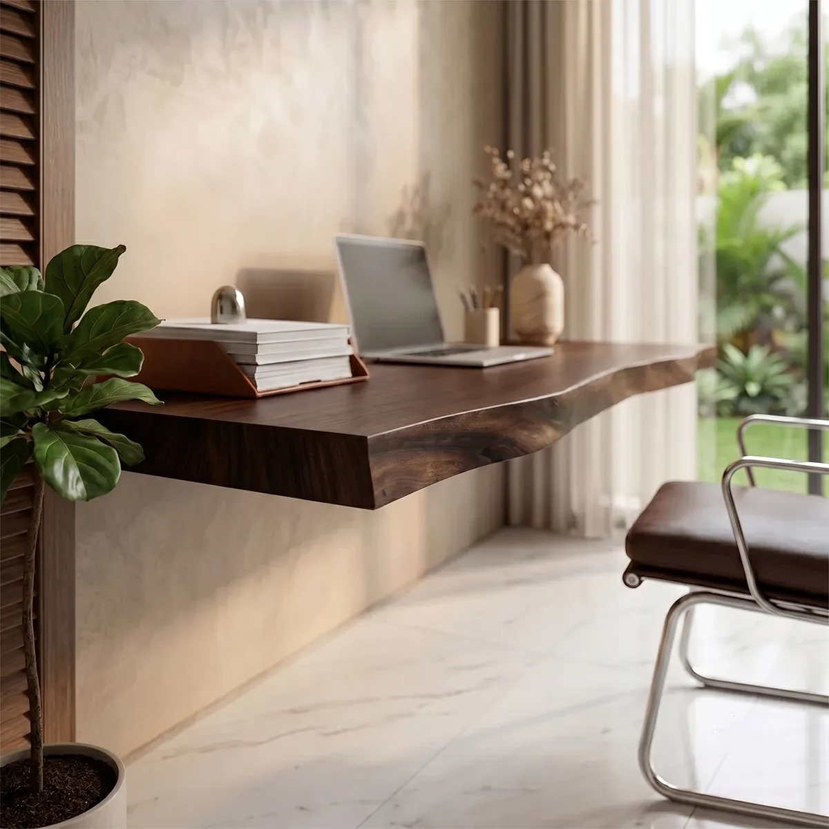 Live Edge Floating Desk | Modern Wall Mounted Home Office Desk TH003-4186