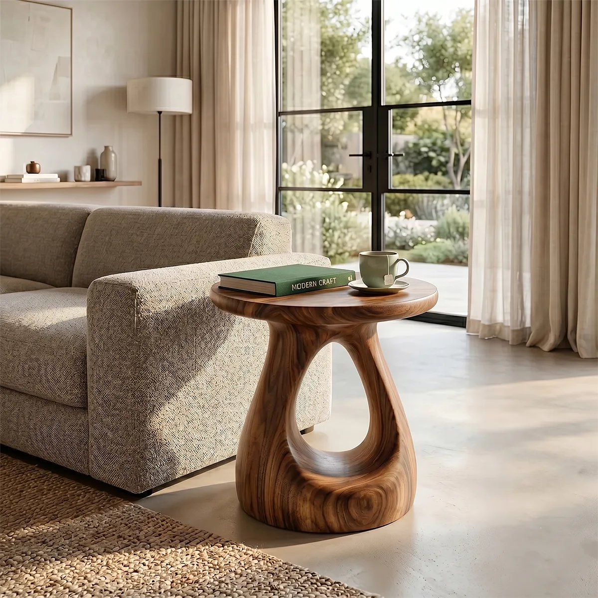 Modern Sculptural End Table with Open Hollow Base TH003-8617