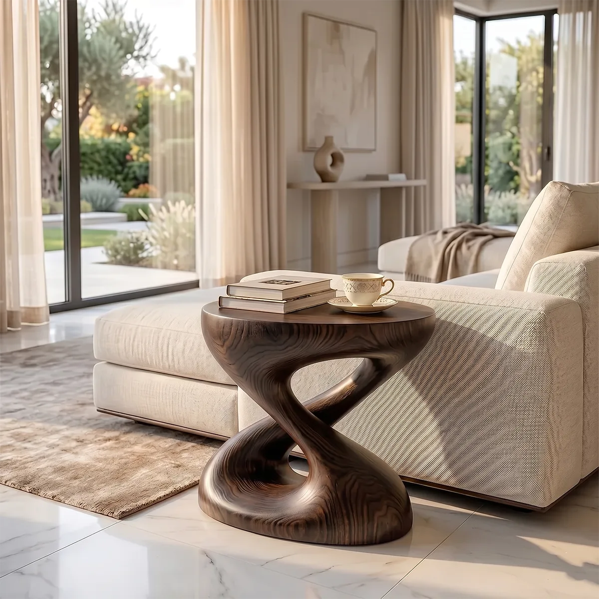 Infinity Twist Sculptural End Table, Modern Side Table for Living Room & Lounge Spaces TH003-6538