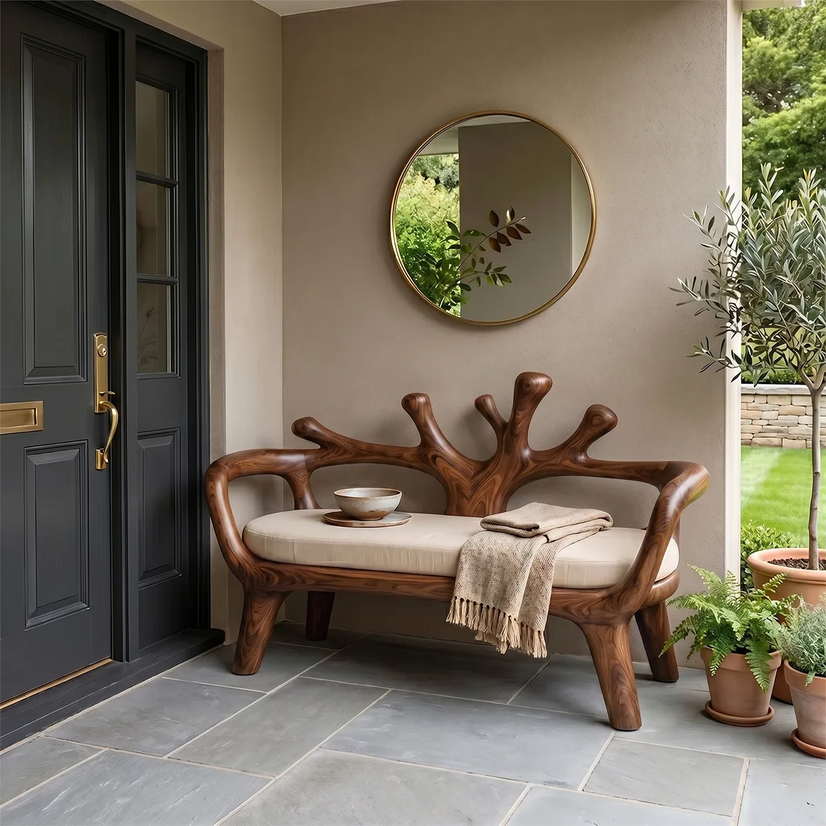 Tree Branch Accent Bench, Organic Sculptural Entryway Seating TH003-9301