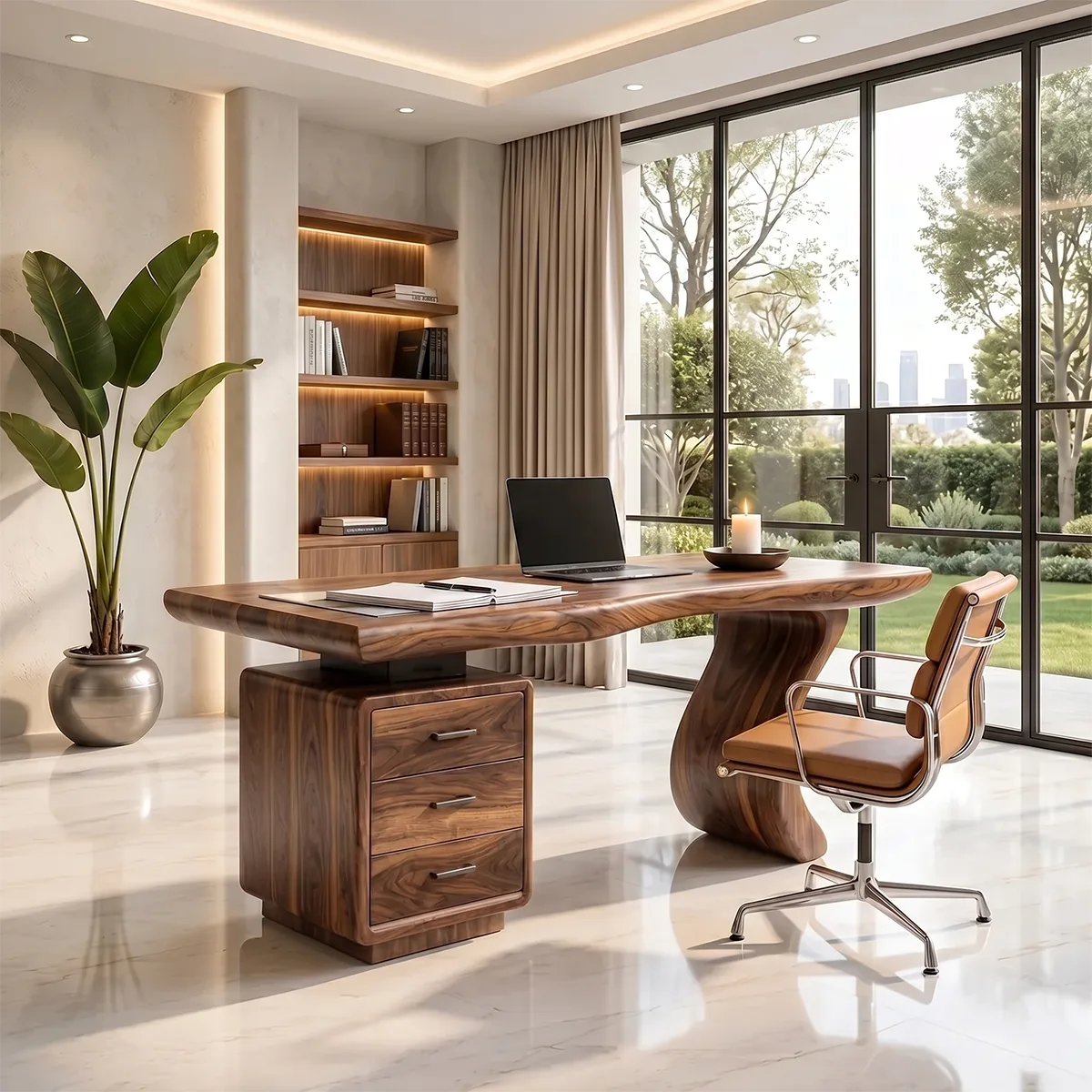 Luxury Executive Desk with Drawers | Modern Sculptural Office Furniture TH003-3343