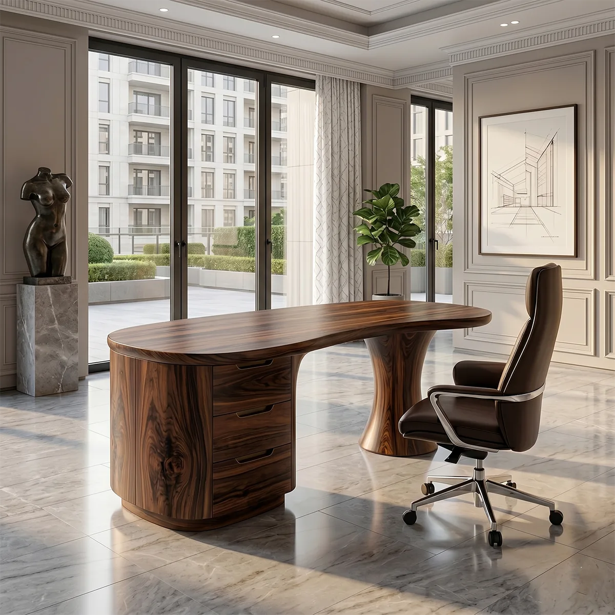 Contemporary Executive Desk | Luxury Office Desk with Drawers TH003-3284