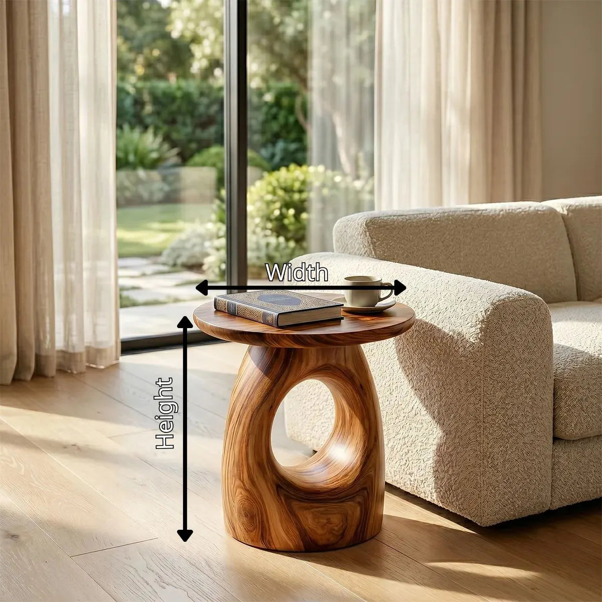 Organic Hollow End Table, Modern Sculptural Side Table for Living Room TH003-7576