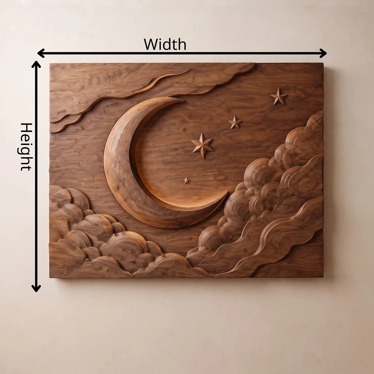 Celestial Moon Wood Wall Art | Crescent Moon Wooden Wall Decor for Bedroom, Nursery & Living Room TT006-8601
