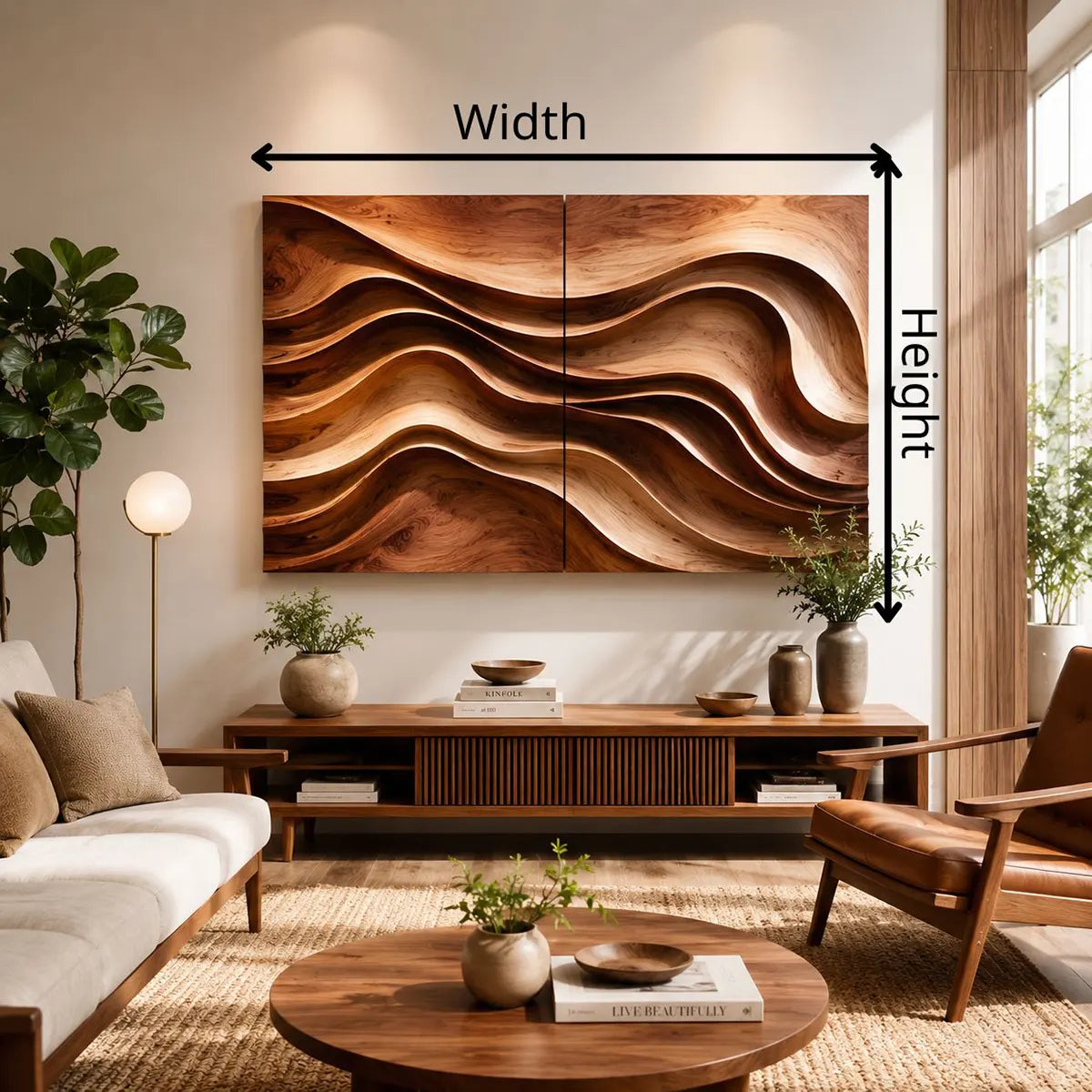 Modern Wood Wave Wall Art | Abstract Wooden Wall Decor for Living Room, Bedroom & Office TT006-6088