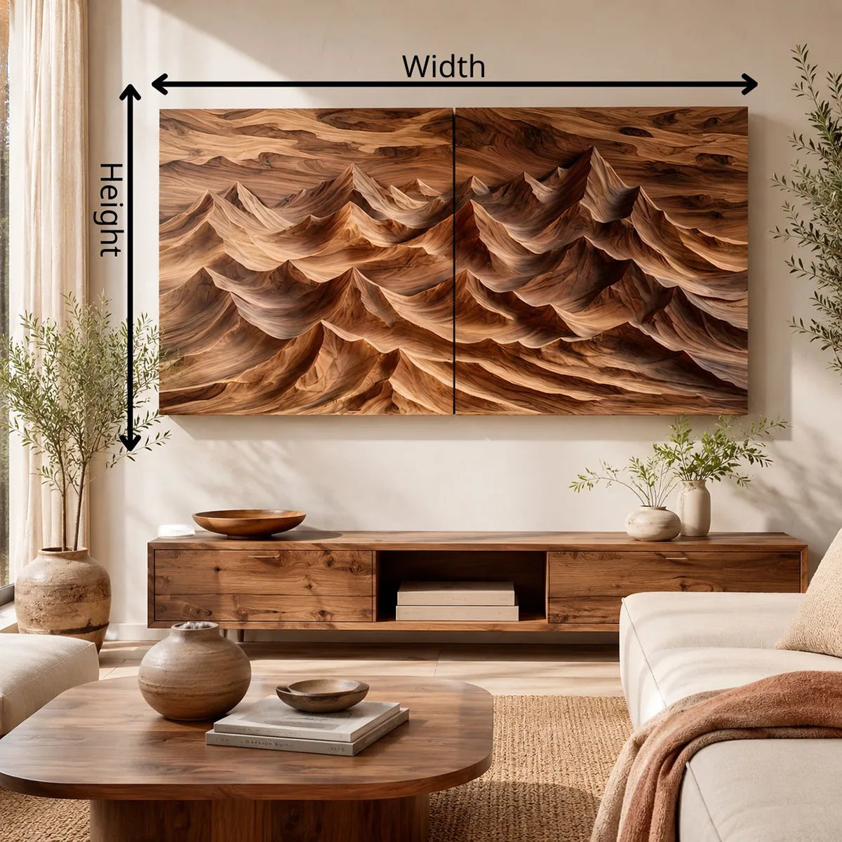 Panoramic Wood Mountain Wall Art | Modern Carved Wooden Wall Decor for Living Room, Bedroom & Office TT006-8613