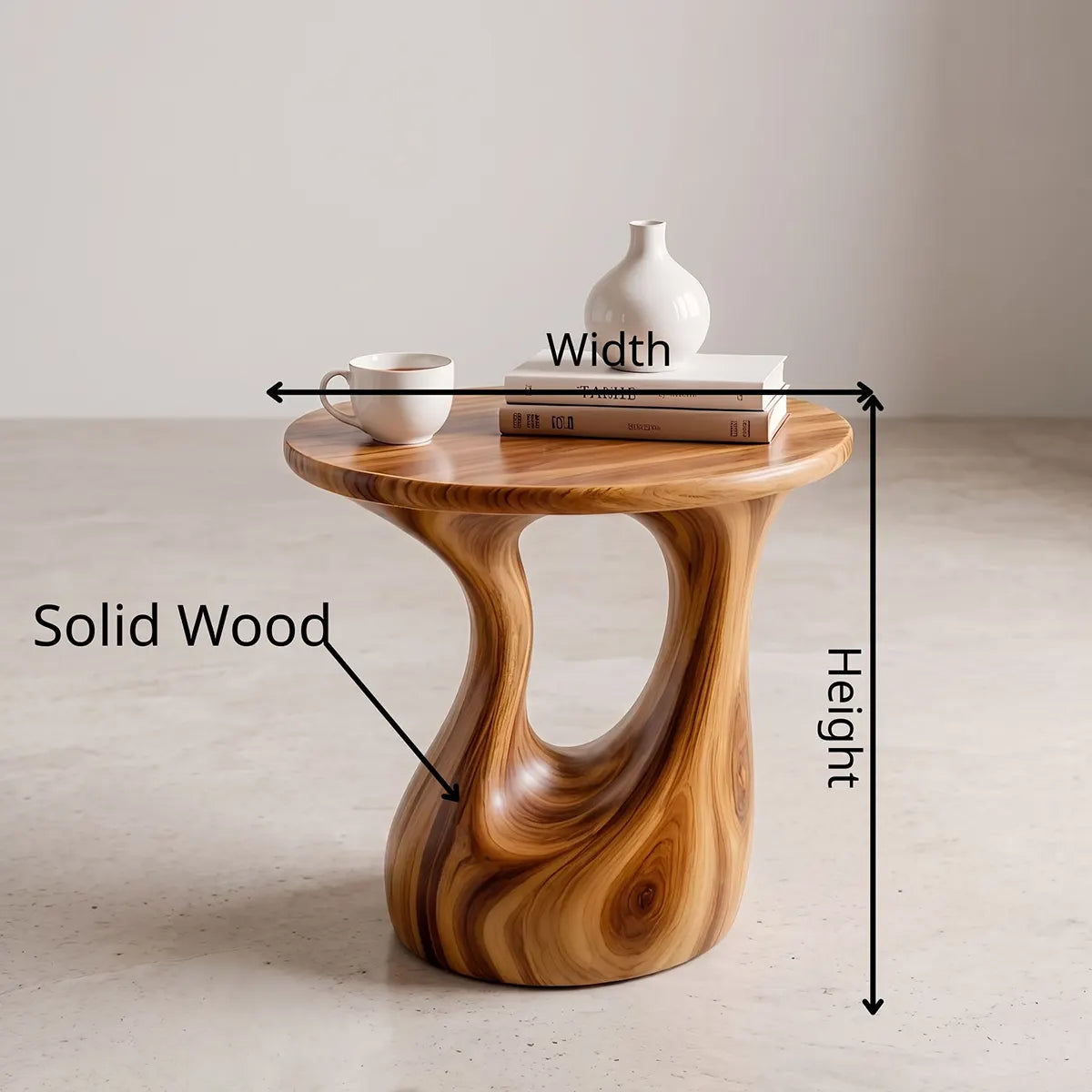 Sculptural Open Center Wood End Table | Round Organic Side Table TT006-8WHK6RP