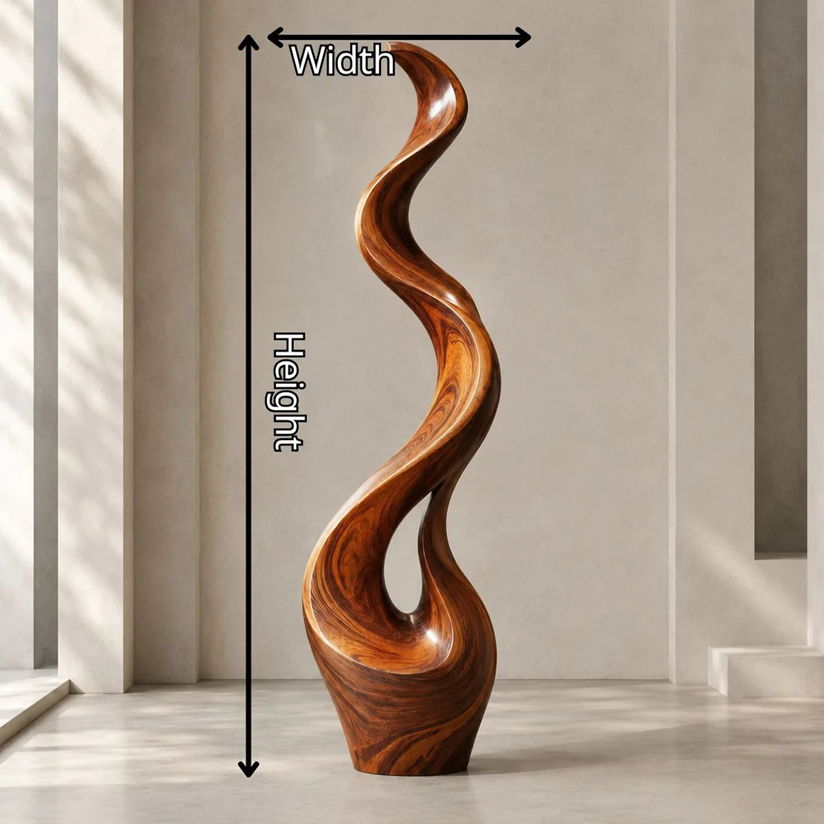 Handcrafted Solid Wood Wave Floor Sculpture – Sculptural Organic Statement Art TT006-5723