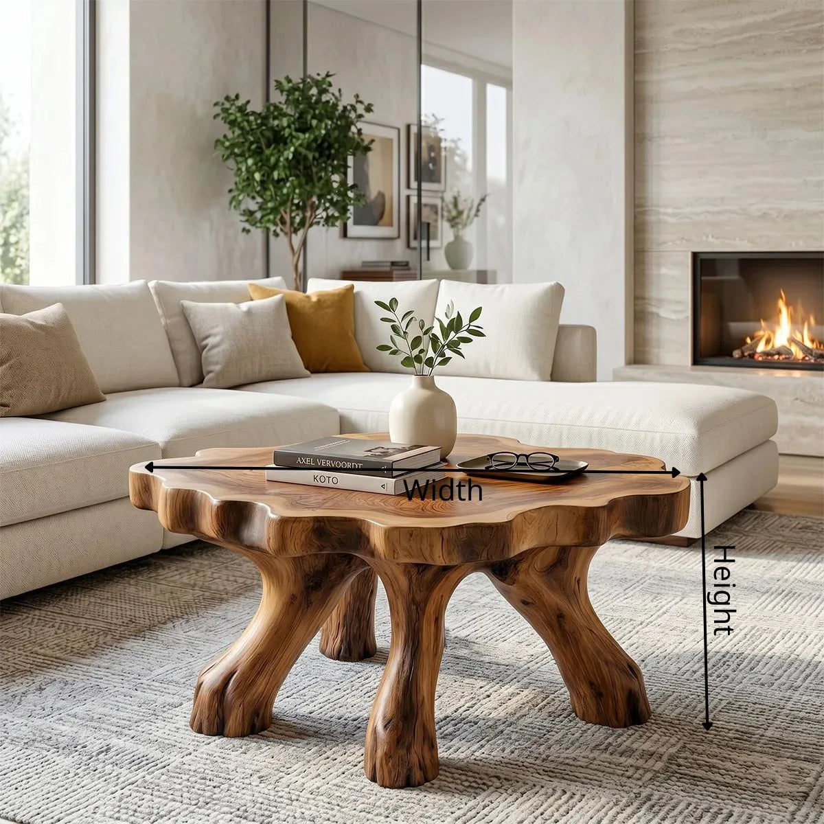 Sculptural Solid Wood Coffee Table with Tree Root Legs TH003-3728