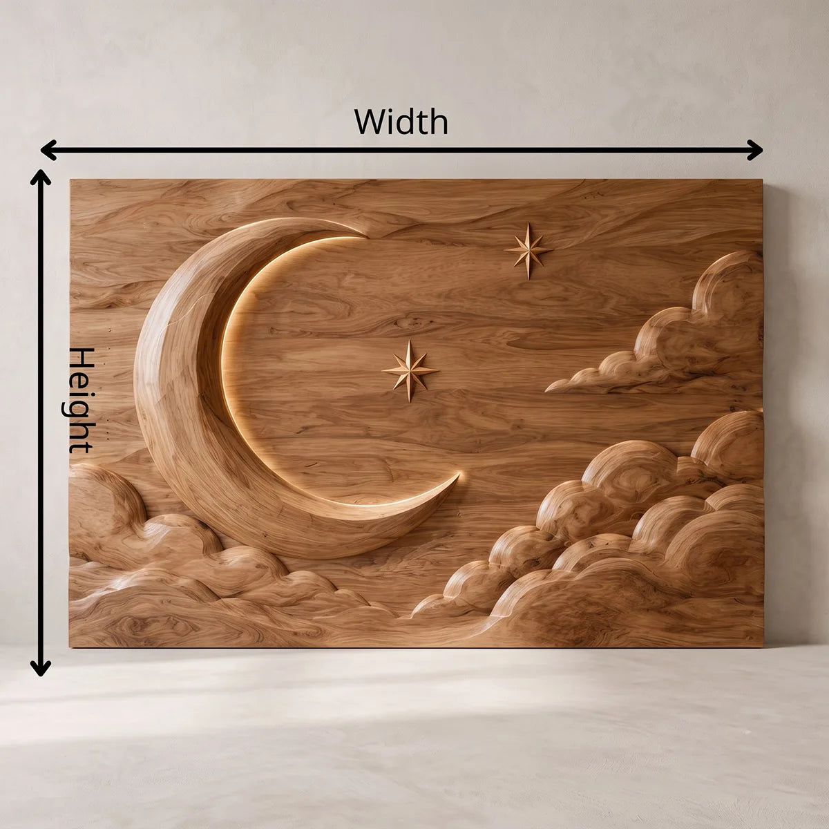 Celestial Moon Wood Wall Art | Crescent Moon & Clouds Wooden Wall Decor for Living Room, Bedroom & Nursery TT006-2082