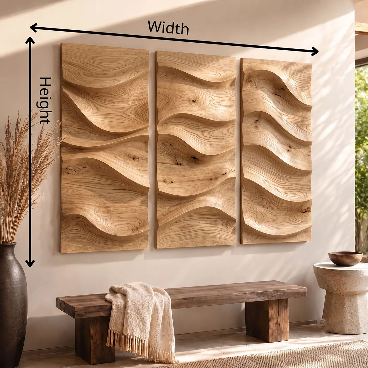 Abstract Wave Wood Wall Art | Vertical Wooden Wall Decor for Living Room, Bedroom & Office TT006-1623