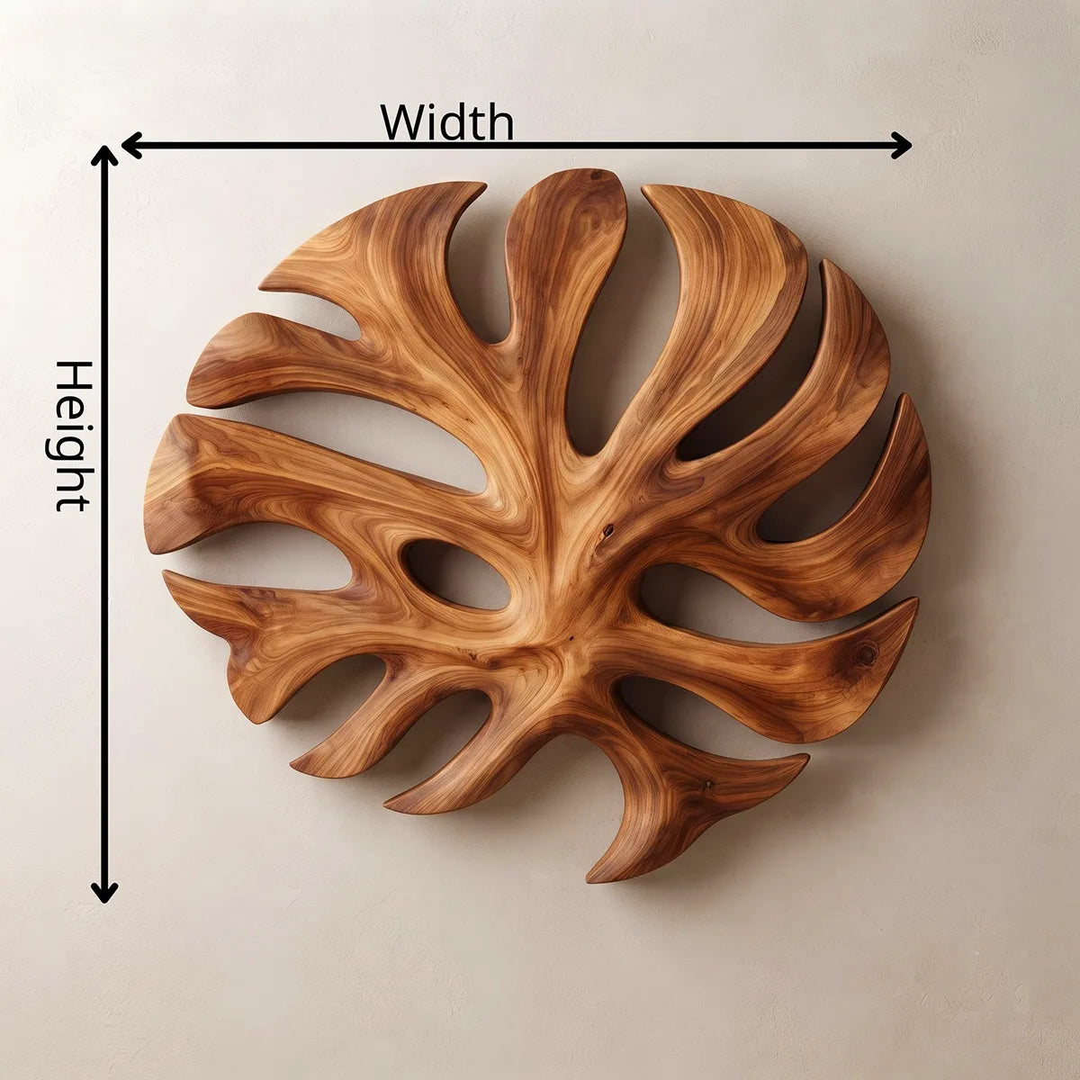Round Monstera Leaf Wood Wall Art | Tropical Botanical Wooden Wall Decor for Living Room, Bedroom & Entryway TT006-2435