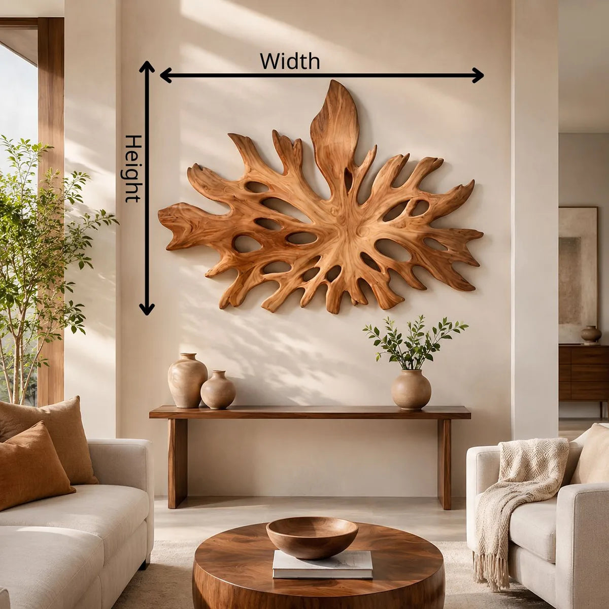 Carved Monstera Leaf Wood Wall Art | Botanical Wooden Wall Decor for Living Room, Entryway & Office TT006-5785