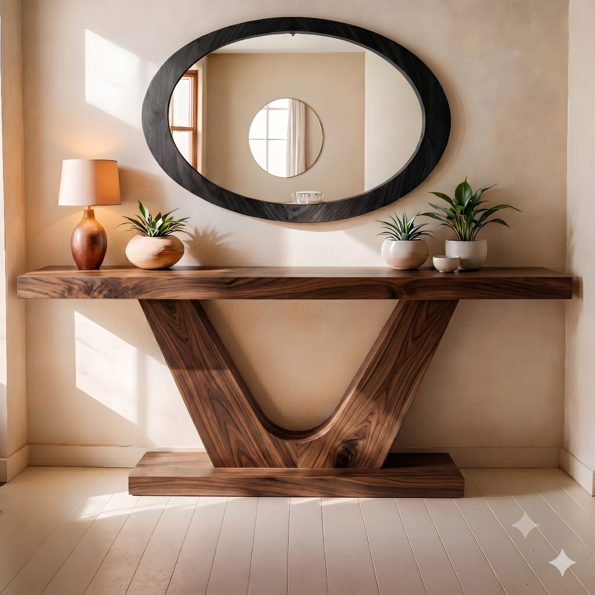 Sculptural Solid Wood Console Table for Entryways, Hallways & Living Rooms TT006-5294