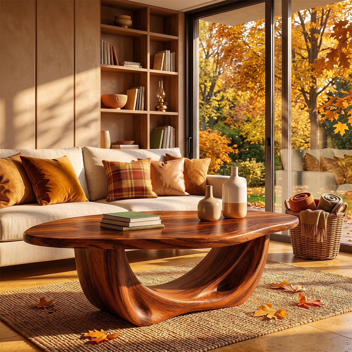 Sculptural Oval Coffee Table with Curved Loop Base | Organic Modern Living Room Center Table TT006-6OIS5KS