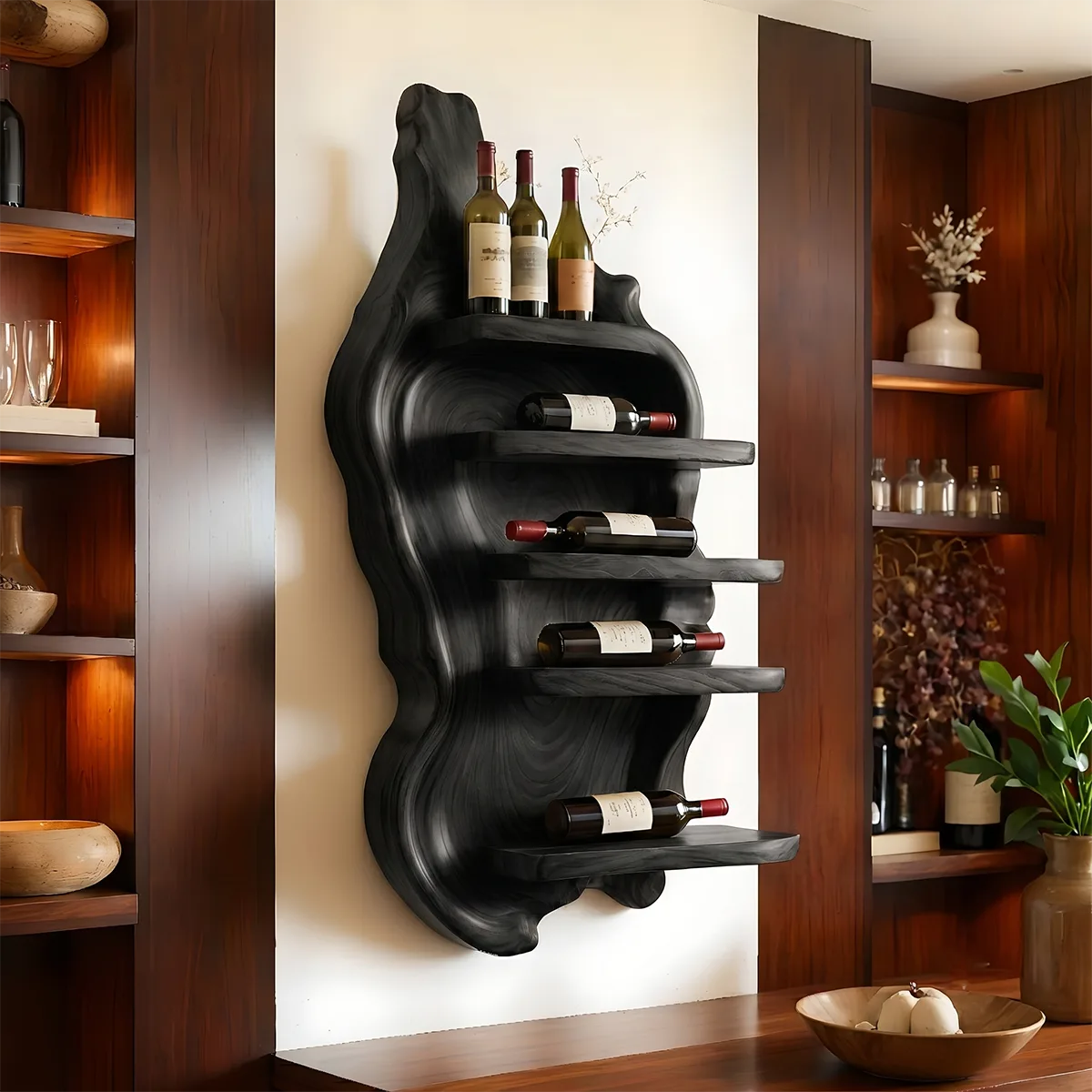 Rivercrest Sculptural Wall Wine Holder for Modern Homes & Wine Lovers TT006-2984