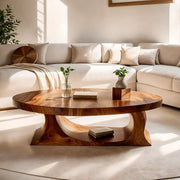 Oval Wood Coffee Table, Sculptural Coffee Table, Organic Modern Living Room Furniture TT006-4205