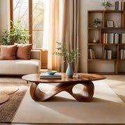 Organic Coffee Table, Sculptural Wood Coffee Table, Modern Oval Living Room Center Table TT006-5012