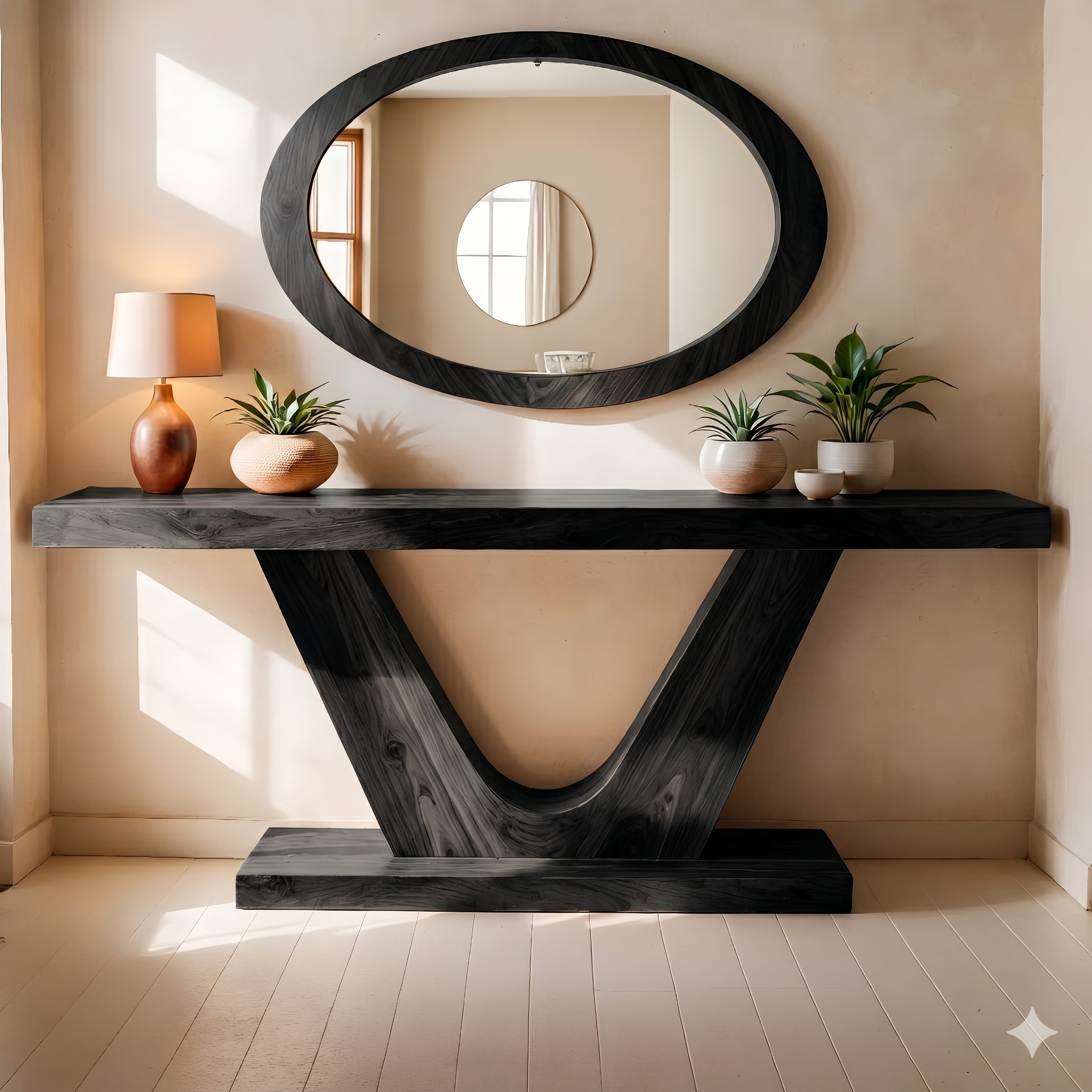 Sculptural Solid Wood Console Table for Entryways, Hallways & Living Rooms TT006-5294