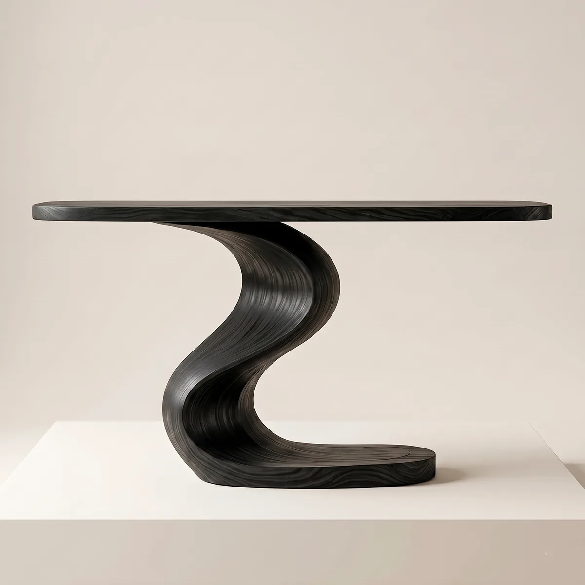 Sculptural Wood Console Table | Modern Entryway Hallway Table