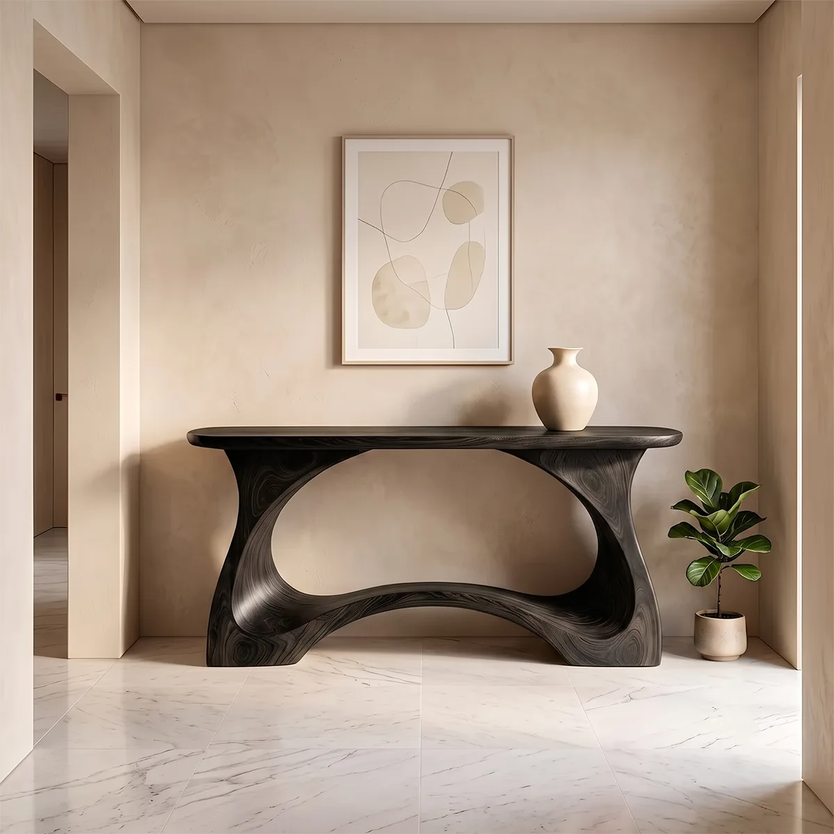Modern Sculptural Console Table | Minimalist Entryway Hallway Accent Table TH003-6833