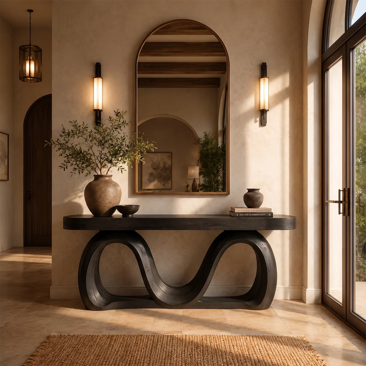 Modern Wave Console Table – Sculptural Organic Entryway Console Table TT006-3088