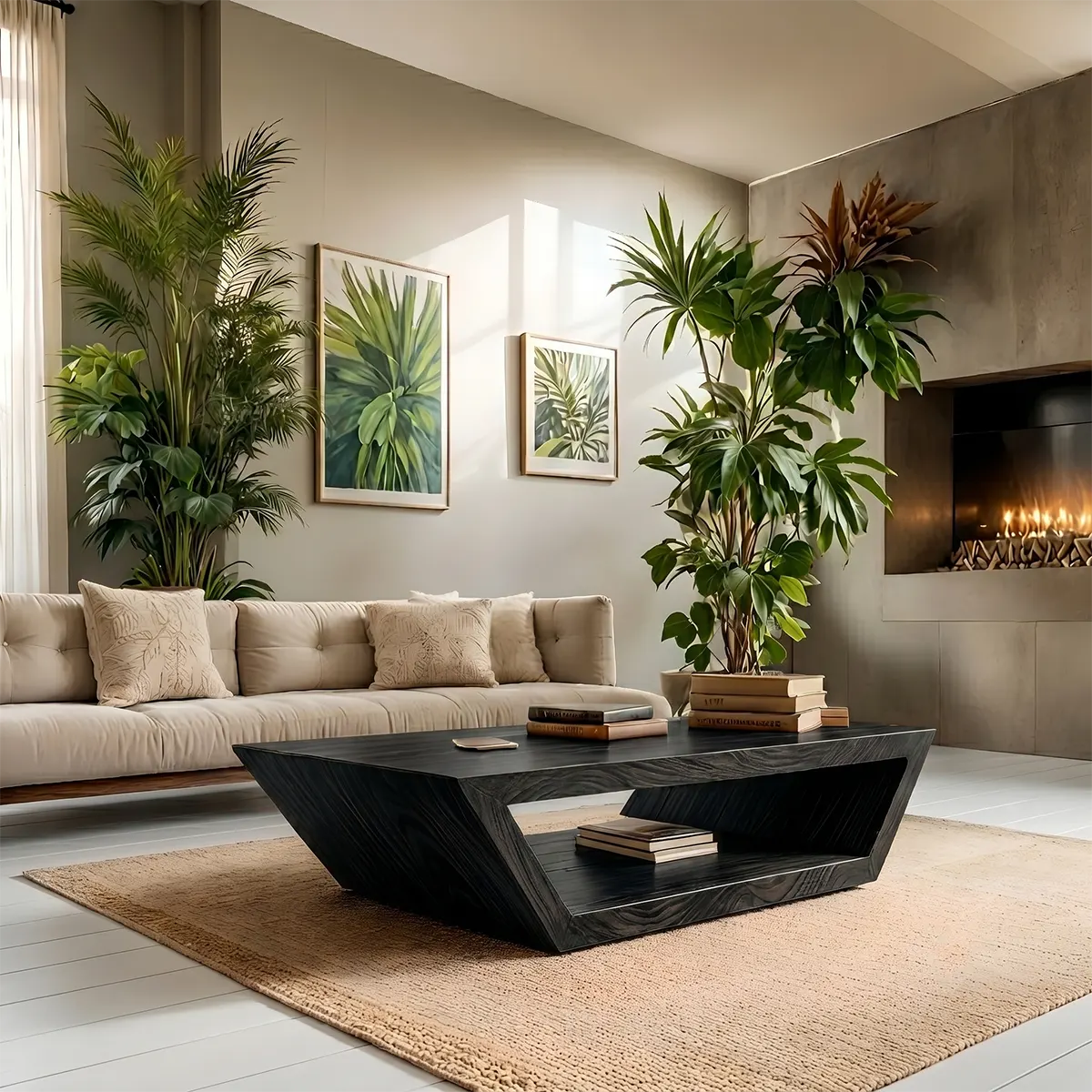 Modern Solid Wood Coffee Table with Open Shelf Storage TT006-2658