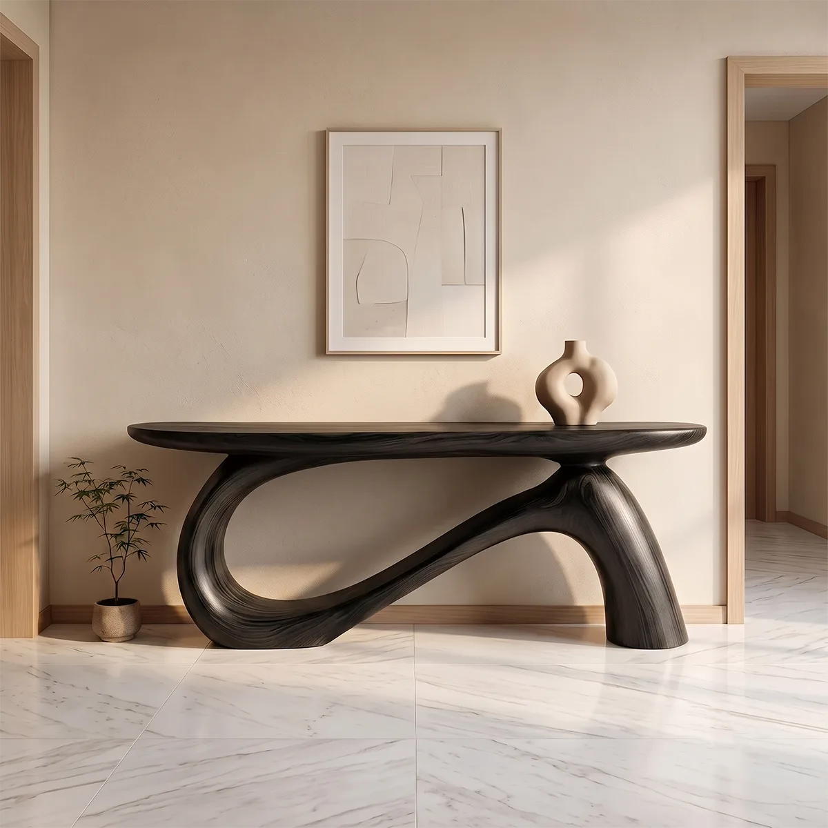 Modern Sculptural Console Table | Organic Entryway Hallway Accent Table TH003-2701
