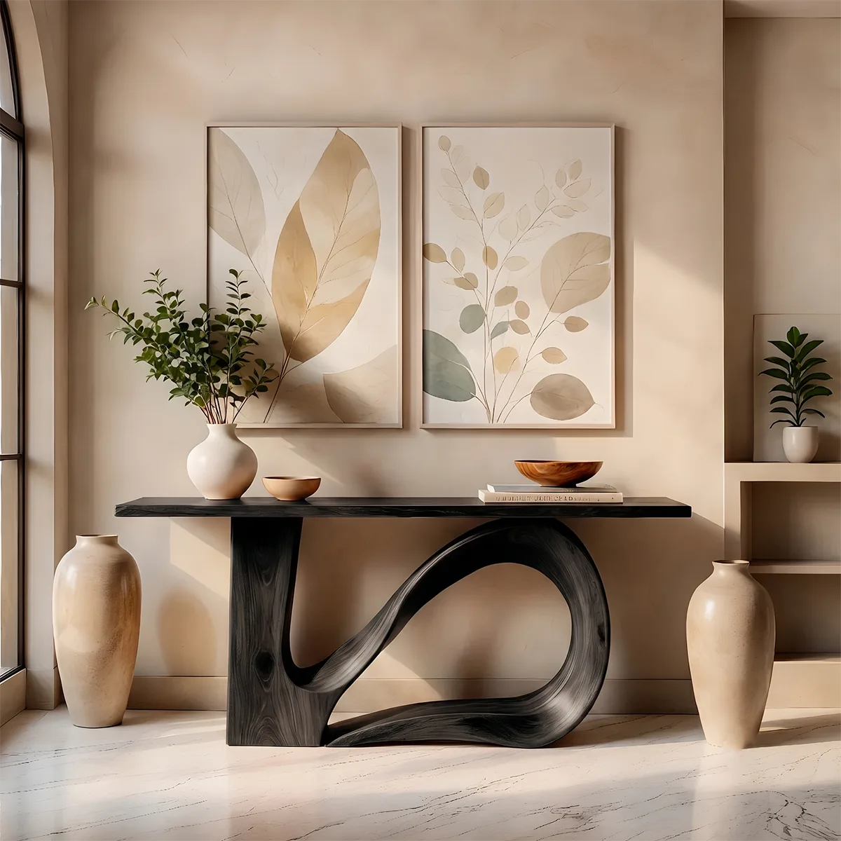 Modern Organic Console Table – Sculptural Asymmetrical Entryway Table TT006-6028