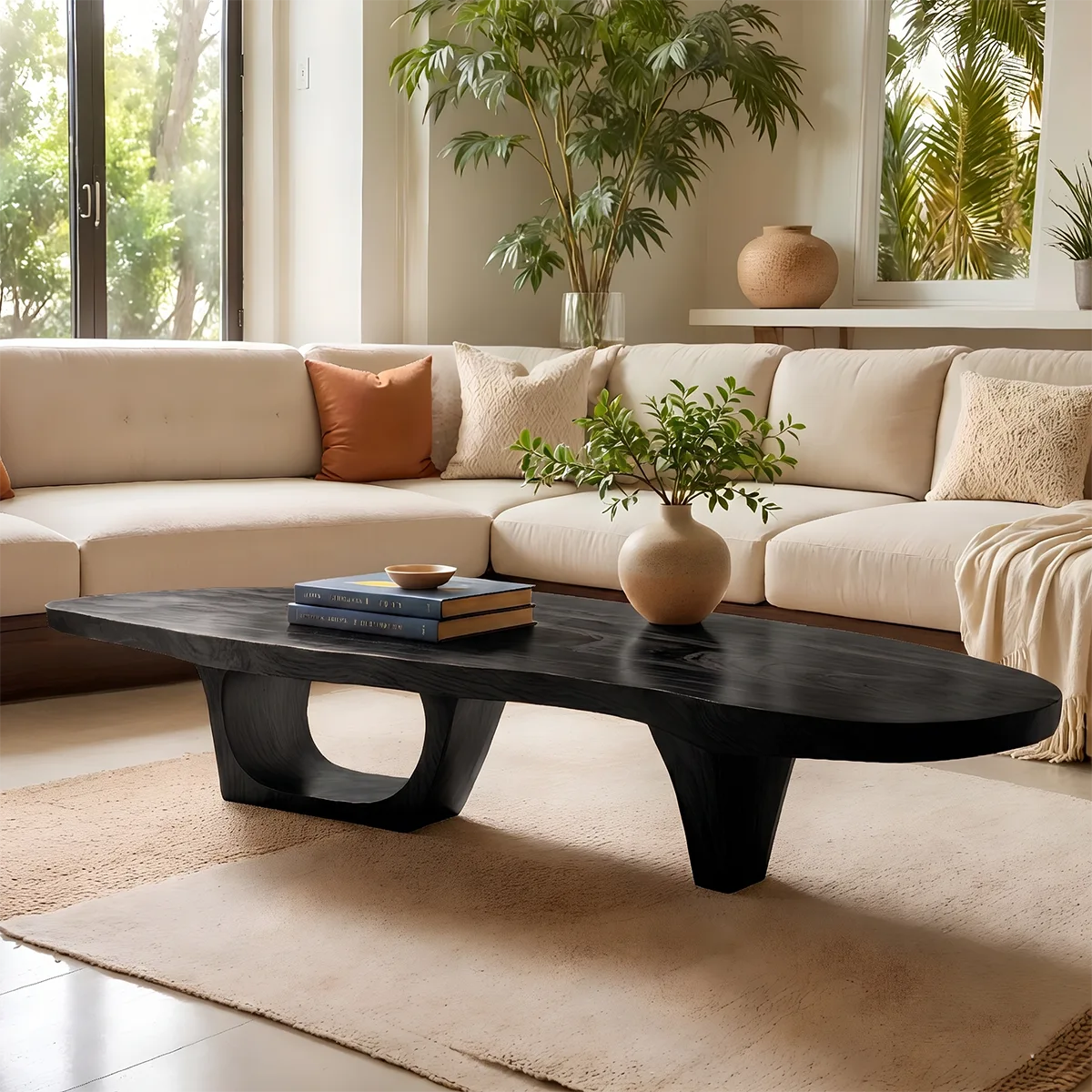 Organic Solid Wood Coffee Table | Freeform Coffee Table for Modern Living Room TT006-2637