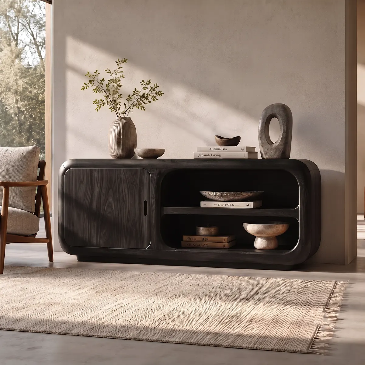 Modern Organic Storage Console Table – Contemporary Entryway Console Table TT006-5400