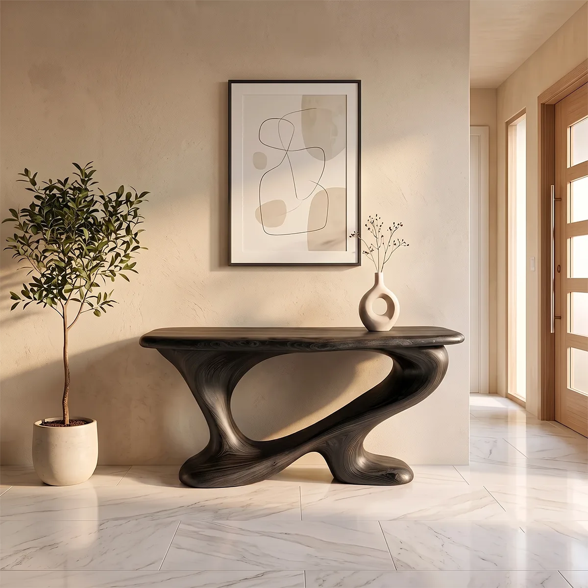 Modern Sculptural Console Table | Contemporary Entryway Hallway Accent Table TH003-1239