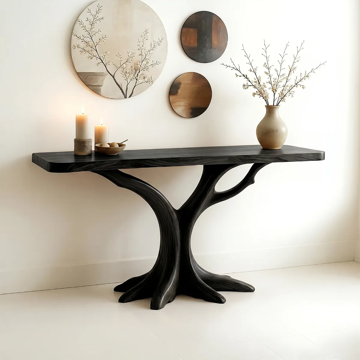 Handmade Organic Wood Console Table | Modern Entryway Decor