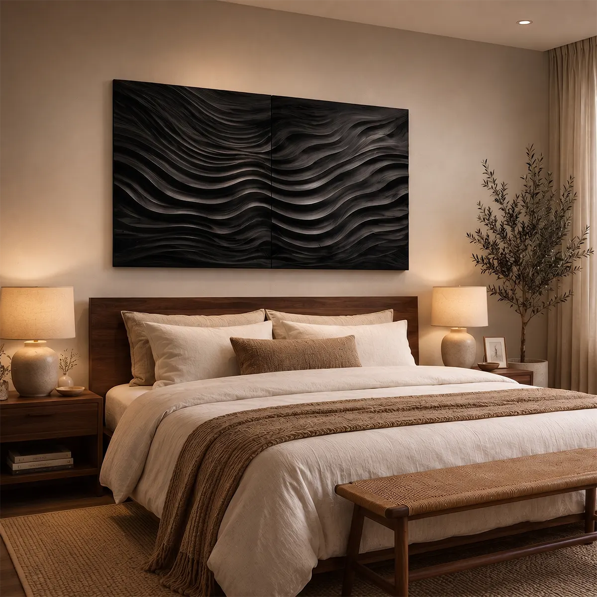 Modern Wood Wave Wall Art | Abstract Textured Wooden Wall Decor for Living Room, Bedroom & Office TT006-6640