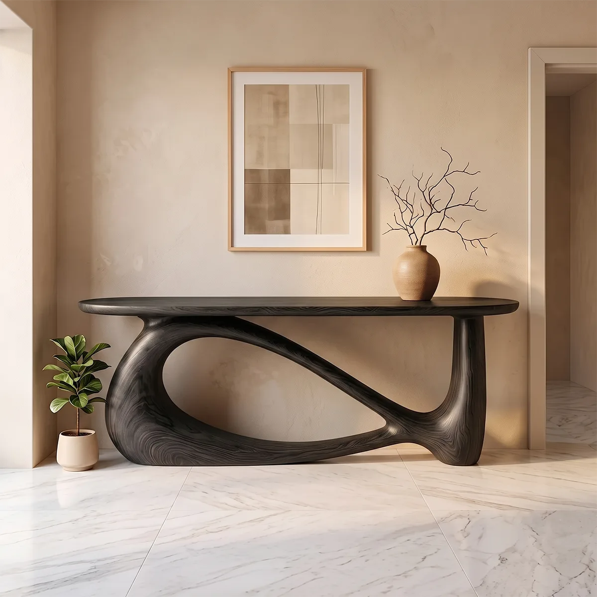 Modern Organic Console Table | Sculptural Entryway Accent Table for Contemporary Homes TH003-8476