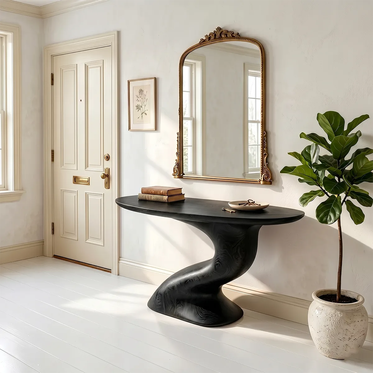 Handcrafted Natural Wood Entryway Console Table