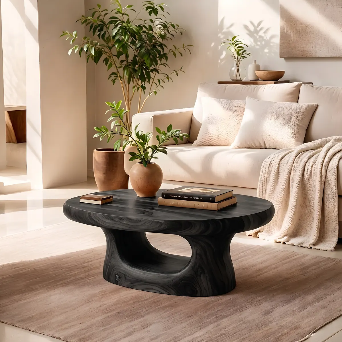 Modern Oval Coffee Table | Organic Sculptural Cocktail Table for Contemporary Living Room TT006-8612