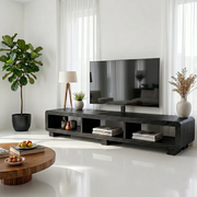 Modern Solid Wood Open Media Console TV Stand