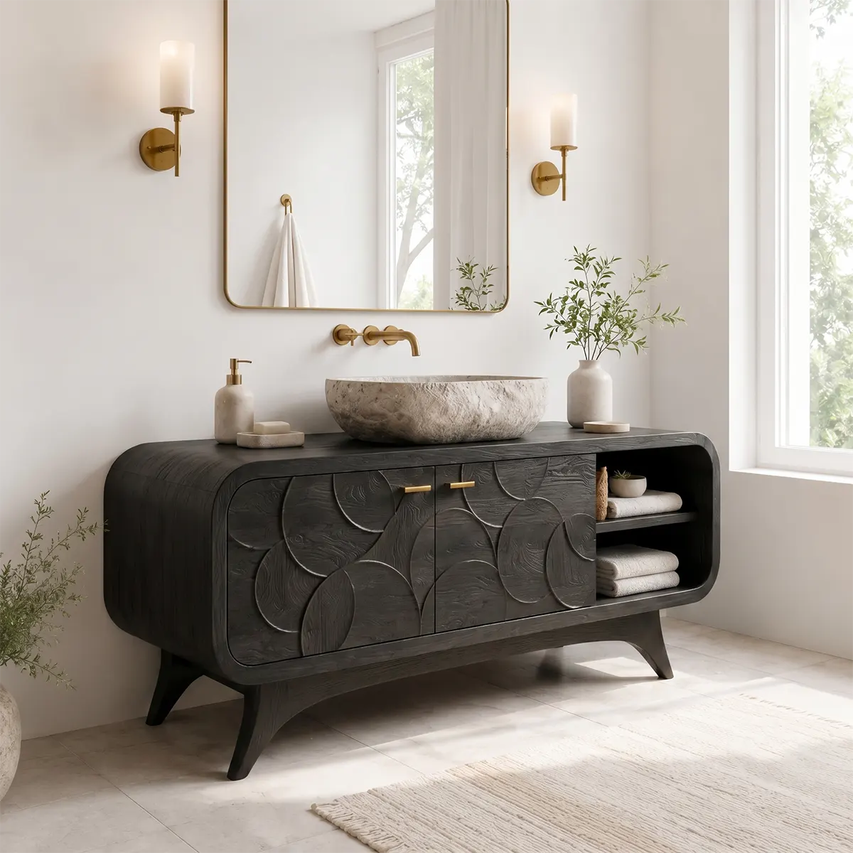 Modern Geometric Single Sink Bathroom Vanity Cabinet TT006-5339