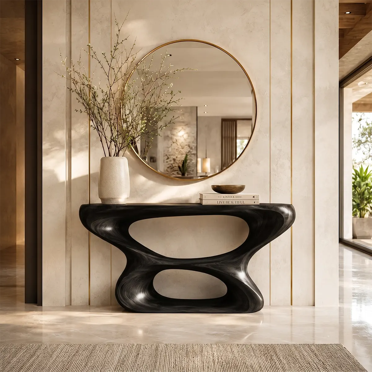 Modern Sculptural Console Table – Organic Contemporary Entryway Table TT006-4991