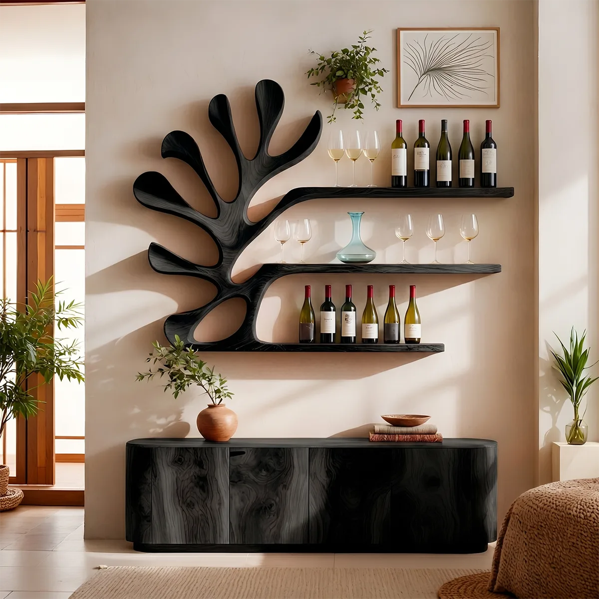 Canopy Reach Solid Wood Wall Wine Rack for Modern Dining Rooms & Wine Lovers TT006-2586