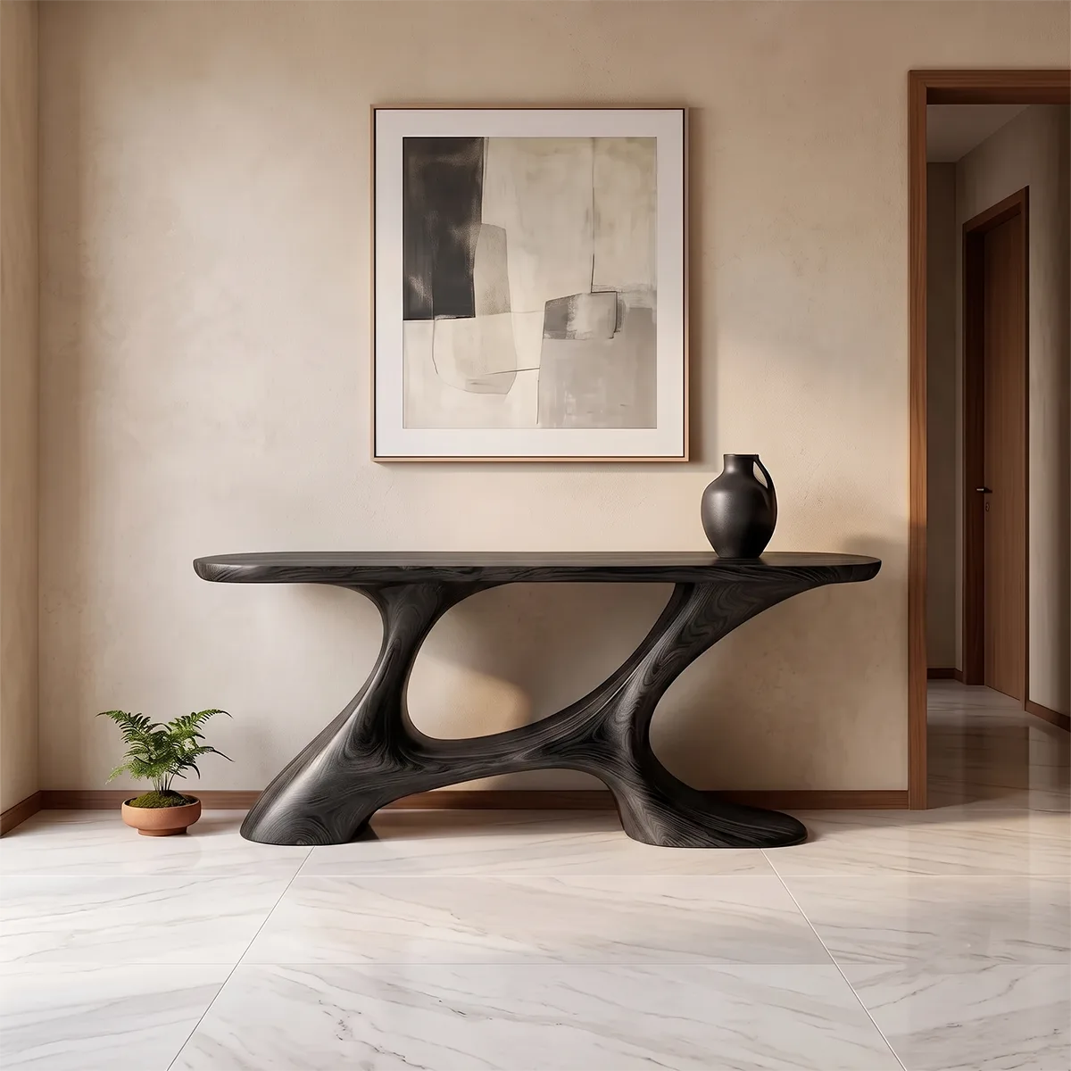 Modern Organic Console Table | Sculptural Entryway Table with Asymmetrical Open Base TH003-5256