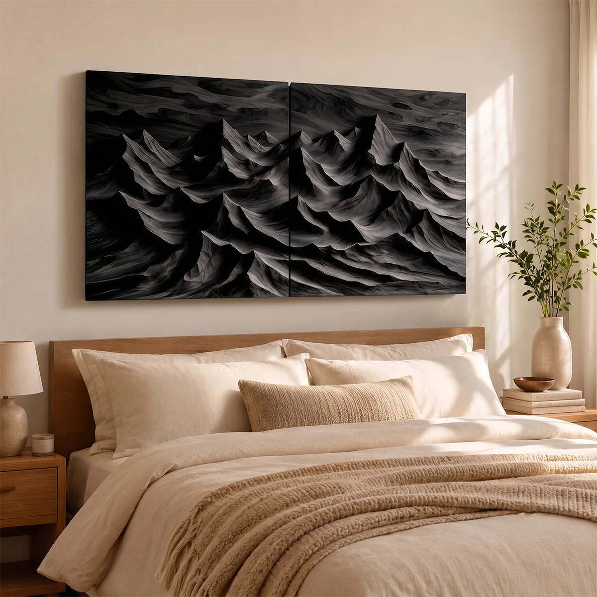 Panoramic Wood Mountain Wall Art | Modern Carved Wooden Wall Decor for Living Room, Bedroom & Office TT006-8613