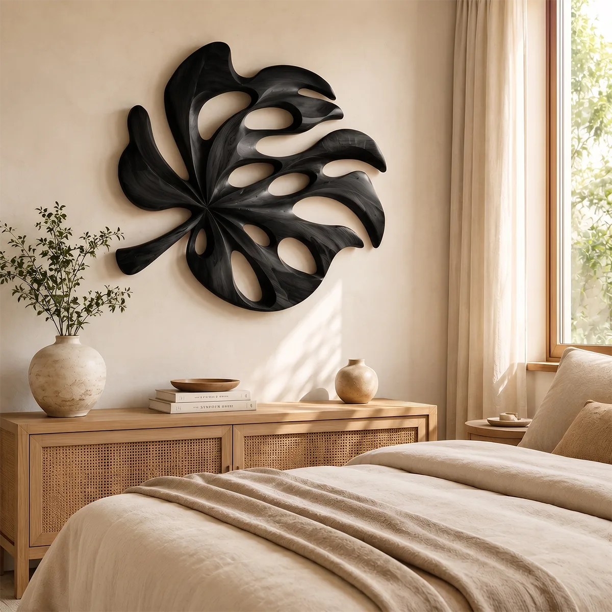 Carved Monstera Leaf Wood Wall Art | Tropical Botanical Wall Decor for Living Room, Entryway & Office TT006-3316