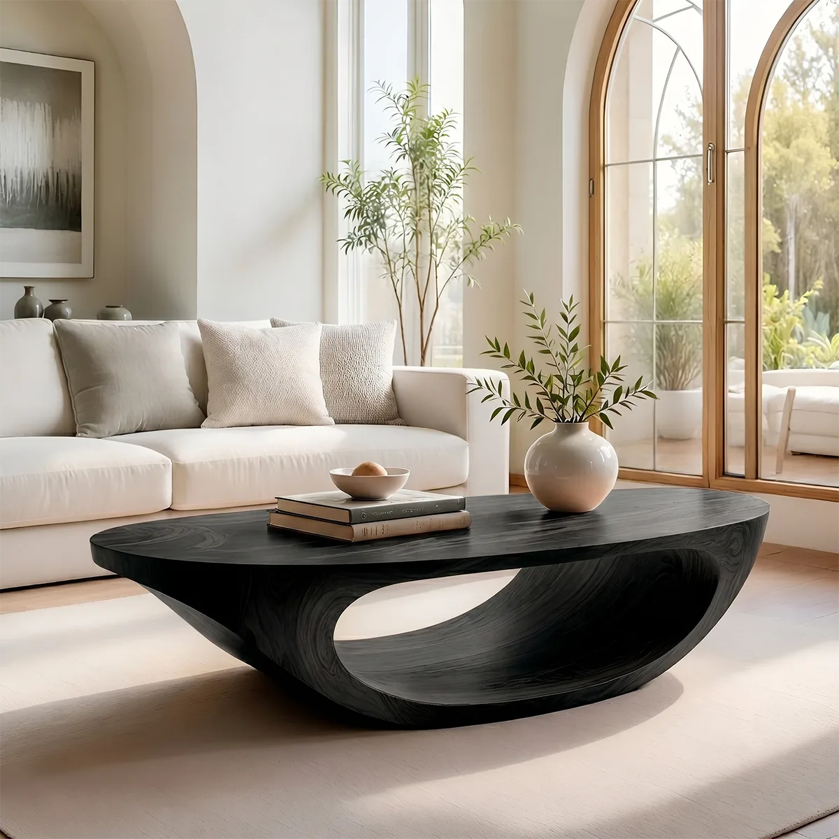 Minimalist Solid Wood Coffee Table – Organic Sculptural Design