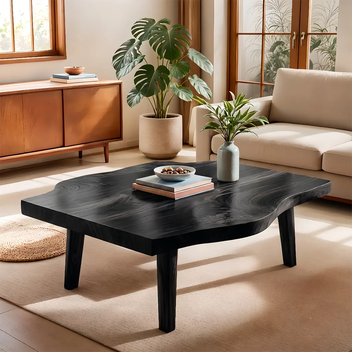 Organic Freeform Coffee Table | Sculptural Solid Wood Living Room Center Table TT006-2605
