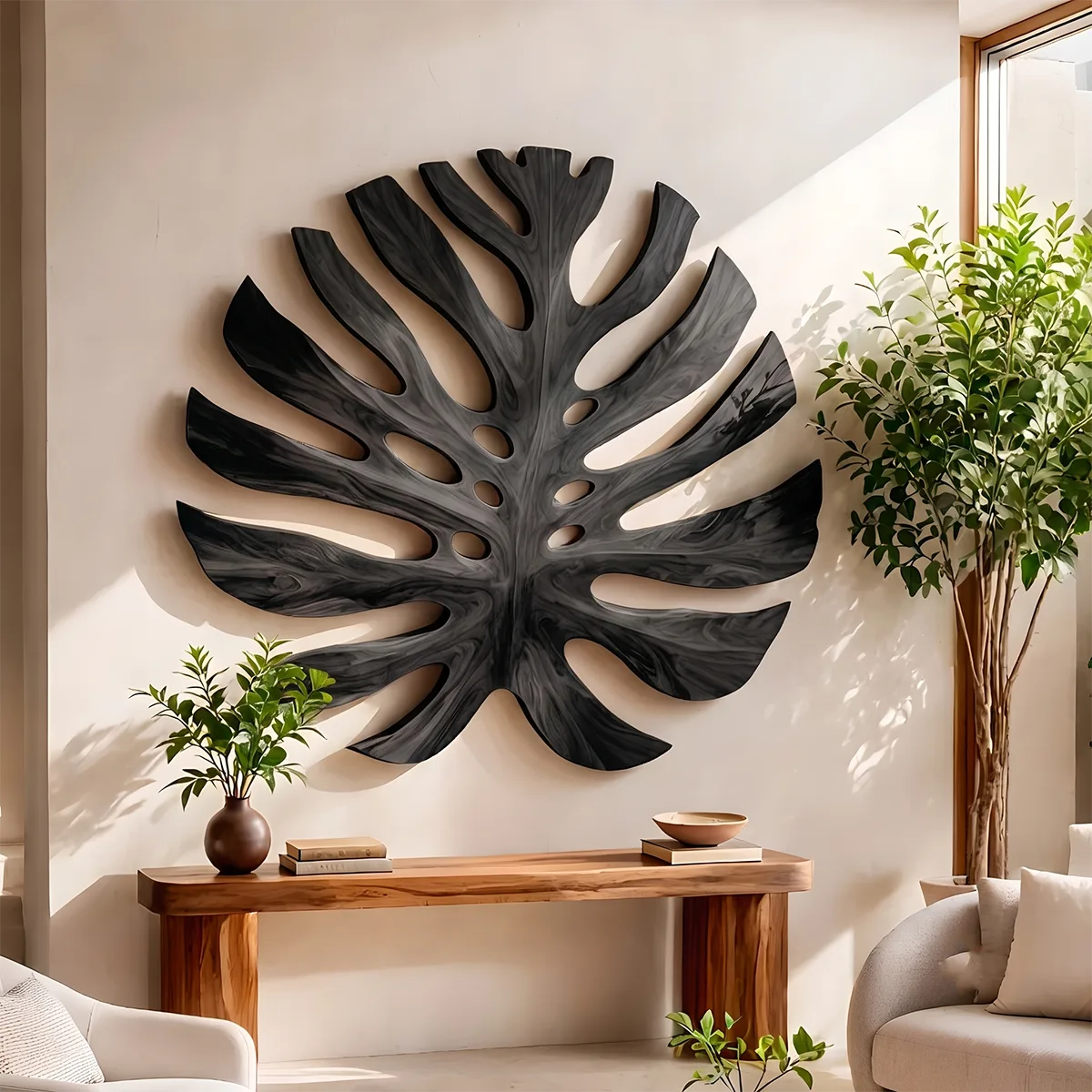 Large Monstera Leaf Wood Wall Art | Botanical Wooden Wall Decor for Bedroom, Living Room & Modern Home TT006-3388