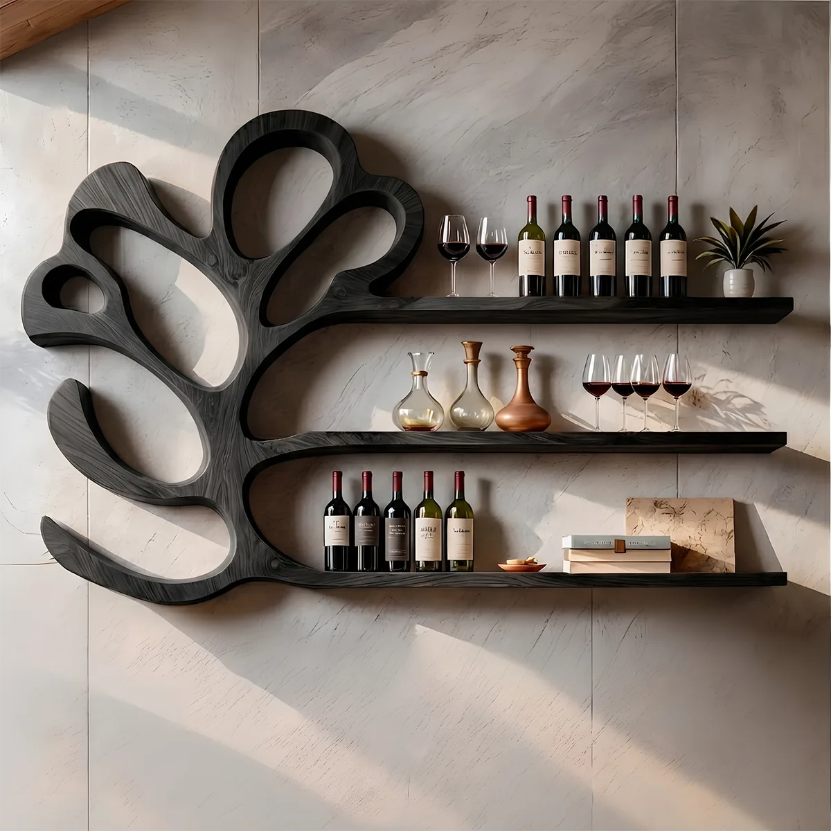 Arbor Halo Solid Wood Wall Wine Rack for Modern Dining Rooms TT006-9711