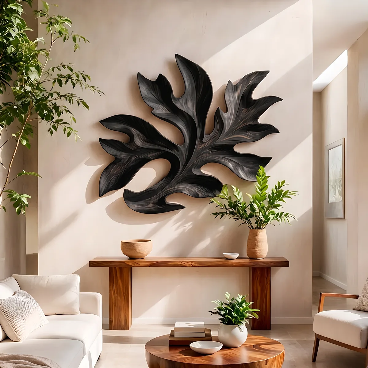 Abstract Tropical Leaf Wood Wall Art | Botanical Wooden Wall Decor for Bedroom, Living Room & Modern Home TT006-5147