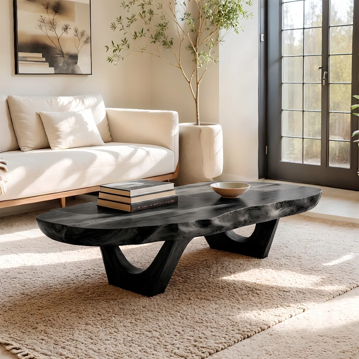 Organic Live Edge Coffee Table | Solid Wood Sculptural Center Table TT006-7965